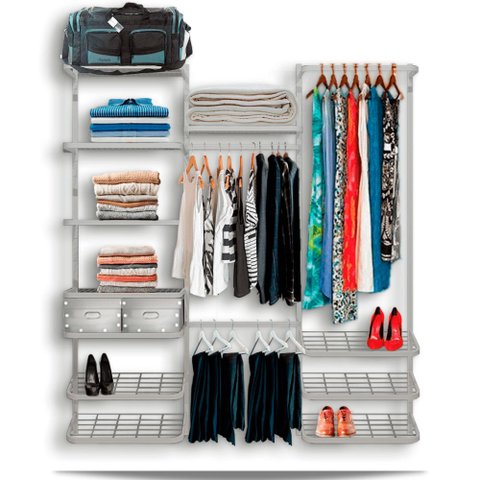 Roupeiro Closet Modulado Aramado Caixas Organizadoras 1,90m Br