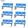 Kit com 6 Cadeiras Longarina Plástica 03 Lugares Cor Azul Mastcmol - 1