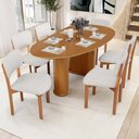 Ver imagem 2 de Mesa para Sala de Jantar Ourense com 06 Cadeiras Sala de Jantar Dara L02 Bouclê Cru - Lyam Decor