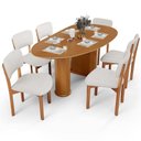 Ver imagem 1 de Mesa para Sala de Jantar Ourense com 06 Cadeiras Sala de Jantar Dara L02 Bouclê Cru - Lyam Decor