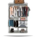 Ver imagem 1 de Cabideiro Arara Closet Casal Prateleira Aço Aramado - 1,30m Br