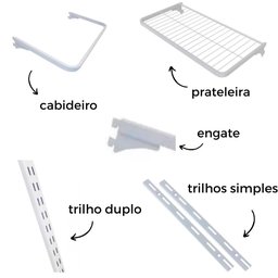 Cabideiro Arara Closet Casal Prateleira Aço Aramado - 4,00m Br - 2