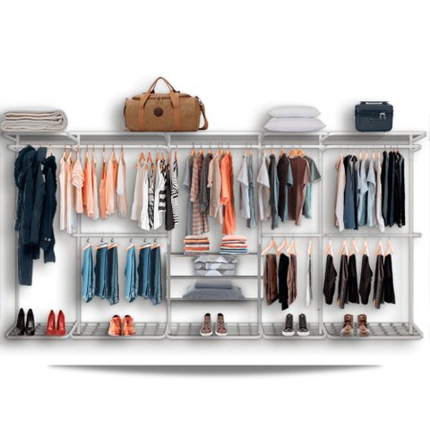 Cabideiro Arara Closet Casal Prateleira Aço Aramado - 4,00m Br