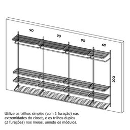 Guarda-Roupa closet aramado sem portas CLR285 - 3,40m - 2