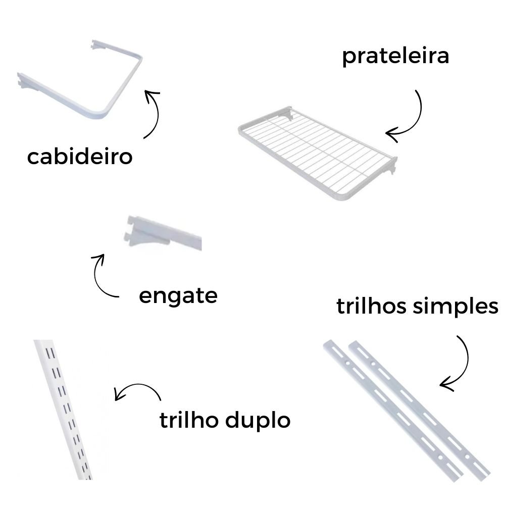 Arara Cabideiro Aramado Trilho Sapateira Maleiro 3,40m Br - 3