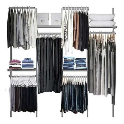 Closet Arara Aramado Trilho Parede Super Resistente Moderno 2,50 Br