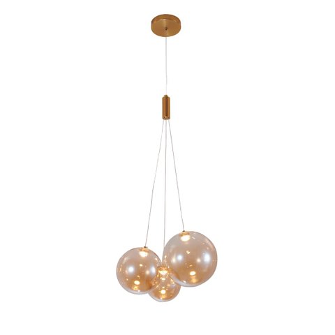 Pendente 3 Globos Âmbar Led 15w 3000k Bivolt Paris Luz