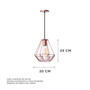 Ver imagem 2 de Kit 3 Pendentes Aramado Cristal 24 Cm Decorações Cor: Cobre