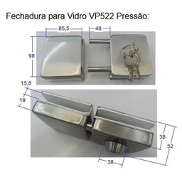 Fechadura Soprano de Sobrepor Vidro/Vidro Pivotante 2 Pinos - 2