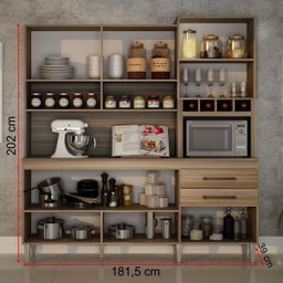 Kit para Cozinha Ebano 6 Portas 2 Gavetas Chf Móveis Cedro/off White - 2