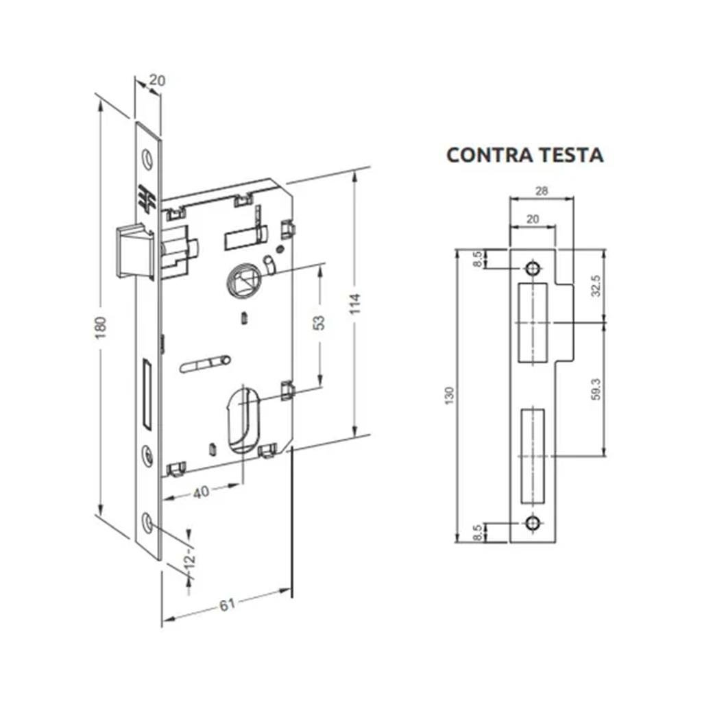 FECHADURA INTERNA MAÇANETA QUADRADA CROMADA 3F 740I/117 - 4