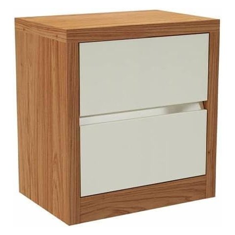 Mesa de Cabeceira 54cm C/ 2 Gavetas - Freijo/off White - Tw141