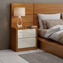 Ver imagem 2 de Mesa de Cabeceira 54cm C/ 2 Gavetas - Freijo/off White - Tw141