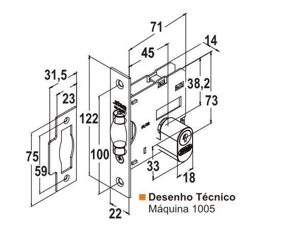 Fechadura Stam Pivotante 1005R Externa Quadrada Escovado - 2