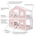 Ver imagem 5 de Beliche Montessoriano Casinha Dos Sonhos com Fechamento Inferior em Madeira Maciça Rosa/Branco