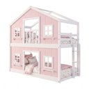 Ver imagem 3 de Beliche Montessoriano Casinha Dos Sonhos com Fechamento Inferior em Madeira Maciça Rosa/Branco