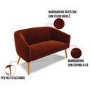 Ver imagem 7 de Kit 1 Sofá Namoradeira e 1 Poltrona Stella Bouclê Pés Palito Castanho - D'Rossi Terra