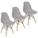 Ver imagem 3 de Kit 3 Cadeiras Charles Eames Eiffel Wood Design - Cinza
