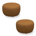 Ver imagem 1 de Kit 2 Puffs Decorativos Mariele Sala de Estar Pés em Madeira Couro Caramelo G88 - Gran Belo
