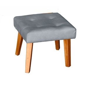 Puff Banqueta Decorativa Glamour Dubai com Pés Quadrado Cinza