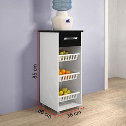 Fruteira Mini Croácia 1 Gaveta Chf Móveis Branco/Preto - 2