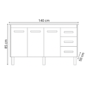 Ver imagem 2 de Kit Balcão Gabinete 138cm Carina Branco com Tampo 140cm Preto