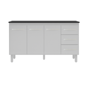 Ver imagem 1 de Kit Balcão Gabinete 138cm Carina Branco com Tampo 140cm Preto