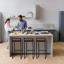 Ver imagem 6 de Kit 3 Banqueta Quadrada Preta para Balcão Ilha Cozinha Gourmet Bancada Piscina Bares Àrea de Lazer