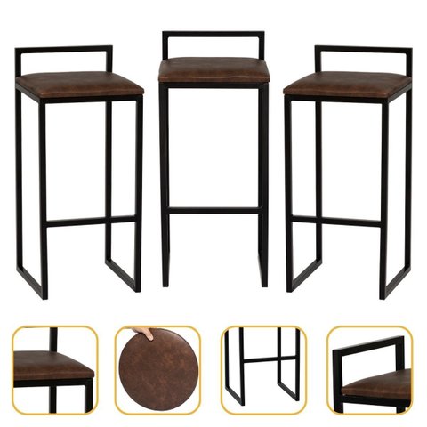 Kit 3 Banqueta Quadrada Preta para Balcão Ilha Cozinha Gourmet Bancada Piscina Bares Àrea de Lazer
