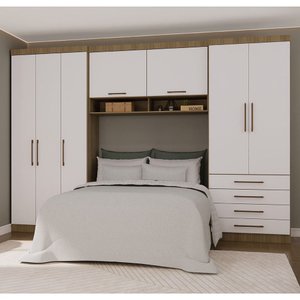 Quarto Modulado Queen com Guarda-roupas e Maleiro Paris Luciane Móveis