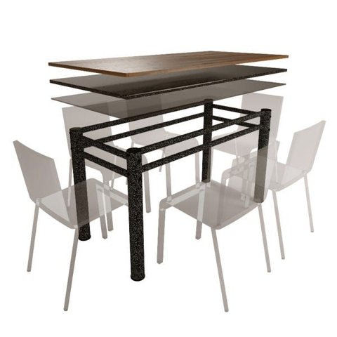 Base para Mesa de Vidro Jantar 6 Lugares Textura Retangular