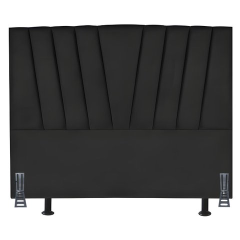 Cabeceira Cama Box Casal 140 Cm Joana em Corino com Frame:preto