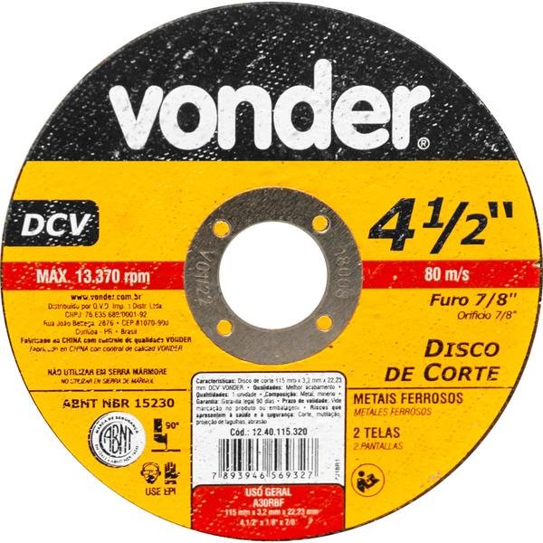 Disco de Corte 115,0X3,2X22,23 DCV - Vonder