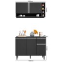 Ver imagem 3 de Balcão Gabinete de Cozinha e Armário Aéreo Vanessa Cinza Escuro - Desk Design