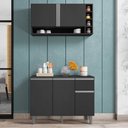 Ver imagem 2 de Balcão Gabinete de Cozinha e Armário Aéreo Vanessa Cinza Escuro - Desk Design