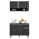 Ver imagem 1 de Balcão Gabinete de Cozinha e Armário Aéreo Vanessa Cinza Escuro - Desk Design