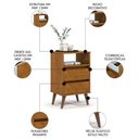 Ver imagem 5 de Mesa de Cabeceira Pés Retrô 2 Gavetas 43cm Roma Freijó - Ej Móveis