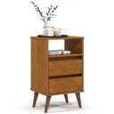 Ver imagem 2 de Mesa de Cabeceira Pés Retrô 2 Gavetas 43cm Roma Freijó - Ej Móveis