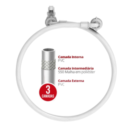 Entrada P/ Máquina de Lavar Trançada C/ Registro de Esfera 1/2 e 3/4'' Tam 1,4m Cor Branco Durín - 3