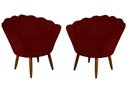 Ver imagem 1 de Kit 2 Poltronas Decorativa Pétala Suede Marsala Pés Madeira Mz Decor