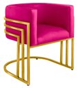 Ver imagem 1 de Kit 02 Cadeiras Poltrona Luxo Base de Metal Tripla Dourado Sala de Jantar Recepção Veludo Pink do La
