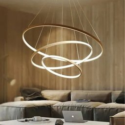 Lustre Luminaria Led 3 Aneis Pendente 3 em 1 Perfil Decoraçao Luxo Ajustavel Ambiente Quarto Sala Re - 4