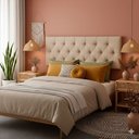 Ver imagem 1 de Cabeceira Capitonê Cama Casal 1.40 Dubai Bege