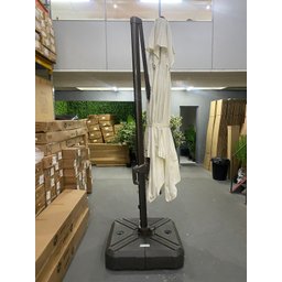 Ombrelone Quadrado 3x3 em Alumínio Bege com Base Piscina e Jardim - 5