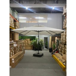 Ombrelone Quadrado 3x3 em Alumínio Bege com Base Piscina e Jardim - 2