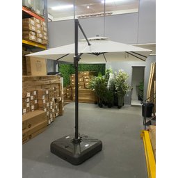 Ombrelone Quadrado 3x3 em Alumínio Bege com Base Piscina e Jardim - 4