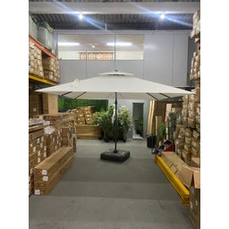 Ombrelone Quadrado 3x3 em Alumínio Bege com Base Piscina e Jardim - 3