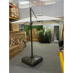 Ombrelone Quadrado 3x3 em Alumínio Bege com Base Piscina e Jardim - 7