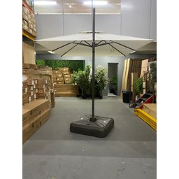 Ombrelone Quadrado 3x3 em Alumínio Bege com Base Piscina e Jardim - 6