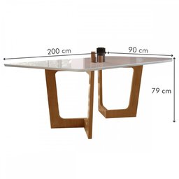 Mesa de Jantar 8 Lugares Nápoles/Genova com Vidro Cinamomo/Off White/Bege - Cel Móveis - 3